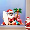 Pegatina Estática Xinuo JDT-A1164-TZ Viento y Olas Tropicales Hawaianas Papá Noel para Decoración de Vidrio de Dormitorio Balcón