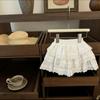 [Pequeño Chef Dulce] ¡Estética de Ballet! Conjunto de Chaleco Rojo Bordado con Moño para Bebé Niña y Pantalón Falda de Pastel Calado