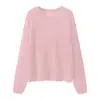 Top de punto semitransparente de lyocell-acetato para mujer, verano, fino, corte holgado, estilo casual, versátil, cuello redondo, camisa protectora solar