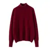 Suéter de cachemira 100% pura para mujer, cuello alto, otoño e invierno, holgado, informal, grueso, camisa de punto