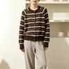 Cárdigan de punto a rayas con bloques de color retro transfronterizo para mujer, nuevo estilo otoño e invierno, suéter corto casual ajustado para usar como prenda exterior