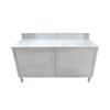 Banco de Trabajo con Puerta Corredera de Acero Inoxidable Mesa de Paso Simple y Doble Gabinete Tipo Mesa de Operaciones con Puerta Corredera para Cocina Gabinete de Almacenamiento de Acero Inoxidable