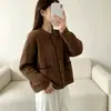 Novo cardigã de tricô com tranças, gola redonda, color block, estilo versátil e suave, de caimento solto, para mulheres, macio e aconchegante para outono e inverno