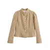 Fabricantes de Ropa para Mujer Transfronterizos al por Mayor 2025 Nueva Popular Moda Casual Khaki Chaqueta de Cuello Alto Aliexpress