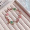 Nueva Pulsera de Citrino para Hacer Fortuna para Mujer con Colgante de Oso Micro-incrustado, Color Cristal de Fresa, Cristal de Cabello, Pulsera de Cuentas, Pulsera para Estudiante