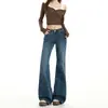 Jeans Retrô Azul Outono 2026 Cintura Baixa Micro Flare Feminino Novo Estilo Não Apertado Solto Perna Reta Calças Flare