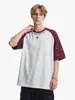 Camiseta raglán de manga corta con estampado de estrellas de marca moderna para hombre, estilo verano, retro americano, color block, algodón puro, corte holgado