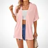 Cardigan Feminino Casual de Manga Curta Liso Novo Europeu e Americano Transfronteiriço Outono/Inverno 2026 Amazon Wish