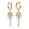 Pendientes de moda con personalidad y diseño de ojos para mujer, chapados en latón dorado auténtico, de venta caliente entre Europa y Estados Unidos