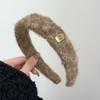Vintage Metal Letter Hair Hoop Outono e Inverno Altura-aumento Cranial Top Lazy Celebrity Headband Candy Color Plush Advanced Hair Accessories