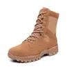 Nuevas botas de combate marrones impermeables para entrenamiento con cremallera lateral, botas de entrenamiento para exteriores ultraligeras y transpirables, botas de combate de piel de vaca resistentes al desgaste