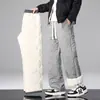 Pantalones de Chándal Rectos de Cachemir con Grafeno Ultrasónico para Hombre, Otoño e Invierno, Terciopelo Grueso, a Prueba de Frío y Cálidos, Pantalones Casuales