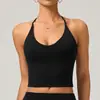 Regata Esportiva de Secagem Rápida para Mulheres, Gola Halter, com Bojos, Decote V, Emagrecedora, Roupa de Yoga, Sutiã para Usar por Cima, Top para Corrida, Fitness