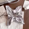 Pañuelo Cuadrado Brillante Plateado de Alta Gama para el Cabello para Mujer Estilo Coreano Goma para Recoger el Cabello en Cola Baja Cuerda para el Cabello Cinta para la Cabeza