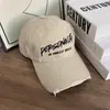 Gorra de Béisbol para Hombre Moda Primavera y Verano Estilo Desgastado Letra Lavada Vieja Visera Curva Gorra Estudiante Callejero Pareja Gorra de Visera Curva