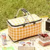 Bolsa de picnic grande para exteriores con doble asa, caja térmica para alimentos con papel de aluminio grueso, cesta de almacenamiento, cesta de picnic para acampar en coche