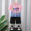 Nuevo Conjunto de Moda de Verano 2025 para Niños y Niñas Conjunto de Dos Piezas con Estampado de Color Degradado Manga Corta Tendencia y Genial