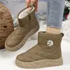 Botas de Algodón Cálido para Mujer Talla Grande Diseño con Cremallera Lateral Punta Redonda Forma de Zapato Holgada Felpa Engrosada Invierno Exterior Zapatos de Algodón para Mujer