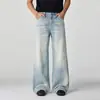 Ropa de Hombre Fengshe / Jeans de Pierna Ancha Holgados Línea A con Efecto Ojo de Gato y Bordes Rasgados de la Alta Calle Americana de Nicho
