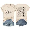 Senir 2027 turma sênior Amazon Wish site independente camiseta feminina confortável e versátil de gola V e manga curta