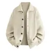 2026 Transfronterizo Otoño/Invierno Nuevo Suéter de Punto Simple con Cuello Solapa para Hombre Talla Grande Moda Casual Chaqueta Cárdigan para Hombre