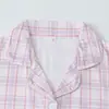 Conjunto de Pijama Cardigan Rosa de Seda Leite Transfronteiriço Europeu e Americano para Mulheres, Shorts de Manga Curta, Roupa de Casa Confortável e Respirável Conjunto Casual