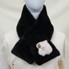 Bufanda de Invierno para Mujer Felpa a Prueba de Frío Gruesa Bufanda Pequeña para el Cuello Imitación Piel de Conejo Rex Cruz Cálida Bufanda Manga para el Cuello de Color Sólido