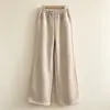 Calça Larga Estampada Paisley Espessa Outono 2026 para Mulheres, Cintura Alta Elástica com Cordão, Perna Reta, Casual, Estilosa