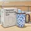 Taza de Café Moderna Sencilla con Estampado de Leopardo Acero Inoxidable Vacío Portátil Taza de Agua con Popote Taza de Regalo Exquisita Taza de Regalo para Damas