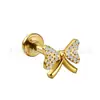 Pendientes de Aleación de Titanio F136 con Espiral Interna y Labret con Lazo Finamente Incrustado, Joyería para Piercing Corporal de Titanio G23, Tachuelas para Cartílago