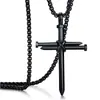 Colar Europeu e Americano de Aço Fundido Liga de Metal Pingente de Cruz com Tachas Estilo Punk Personalizado Colar Masculino Joia
