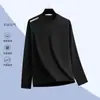 [Seleção] Camiseta Masculina de Outono Fina de Manga Longa Elástica de Secagem Rápida Solta Tendência Camisa Básica Masculina Casual Gola Redonda