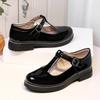 Novos Sapatos de Princesa para Meninas, Sapatos Grossos para Estudantes, Sapatos de Couro com Solado de Borracha Antiderrapante, Fivela de Couro Envernizado, Sapatos Infantis para Todas as Estações