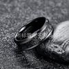 Anillo de tungsteno para hombre de 8 mm de ancho, chapado en negro, con incrustación de meteorito negro de imitación, en stock una generación de cabello