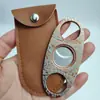 Clip Metálico para Puro, Patrón Damasco de Acero Inoxidable, Tijeras para Cigarros de Doble Filo Doradas y Oro Rosa con Recubrimiento de Titanio