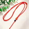 Colar Cordão de Nó de Abacaxi Fino com Contas Pretas Tecido à Mão Colar Cordão Ajustável Acessórios Cordão para Pingente