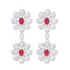 Pendientes de margaritas pequeñas para mujer, nuevos pendientes europeos y americanos con microincrustaciones de circonitas rojas, amarillas y azules, estilo vintage de la industria pesada.