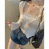 Top de tirantes corto asimétrico puramente deseable para mujer, prenda exterior de verano, atuendo de chica hot, capa interior con un diseño francés