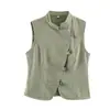 ZA AliExpress Amazon Más Vendido Al Por Mayor 2026 Nueva Moda Chaleco de Mezclilla con Cuello Alto y Botones en Botonadura Diagonal