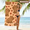 Atacado de fábrica transfronteiriço toalha de praia de capivara de desenho animado infantil, toalha de banho de fibra ultrafina de secagem rápida, toalha absorvente