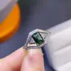 Anillo de Plata Esterlina S925 Turmalina Natural Moda Elegante Diseño Nicho Anillo Rectangular 5*7mm Venta al por Mayor