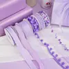 Serie Rosa y Morada del Día de San Valentín Bola de Pelo Bordada Correa de Encaje con Cinta Cinta Decorativa para Hornear Set de Materiales para Manualidades
