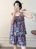 Pijama de Verano Delgado sin Mangas para Mujer de Algodón y Seda para Madres de Mediana Edad y Mayores Conjunto de Hogar de Rayón Se Puede Usar Afuera