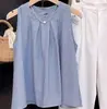 Camisa sin mangas a rayas para mujer, nuevo estilo coreano de verano 2026, casual y elegante, corte holgado, top versátil de moda