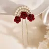 Novo Leque de Strass com Borla Antiga Presilha Lateral Bico de Pato Alto Senso Elegante Leque Grampo de Cabelo Elegante Headwear Cheongsam