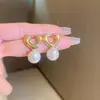 Pendientes de Perla Retro Franceses de Amor para Mujer con Pasador de Plata S925 Diseño de Nicho Pendientes Delicados de Alta Calidad Pendientes