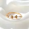 Anillo Abierto Ajustable Tilenny Estilo Ins Más Vendido Transfronterizo con Circonita para Mujer, Diseño Floral Dulce y Lindo