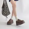 Zapatos Planos Versátiles de Suela Gruesa, Punta Redonda y Boca Profunda para Mujer en Moda Otoñal, Mocasines Retro con Diseño de Suela Gruesa, Hebilla, Slip-On