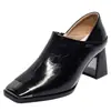 Zapatos de Tacón Alto Versátiles con Puntera de Metal Estilo Francés para Mujer, Nuevos Zapatos de Salón de Punta Cuadrada con Tacón Grueso y Corte Profundo para Primavera y Otoño 2026, Zapatos de Moda para Mujer