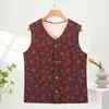 Colete Floral Casual Versátil da Mamãe da Moda Colete de Veludo da Vovó Colete Espesso à Prova de Frio Quente da Mulher